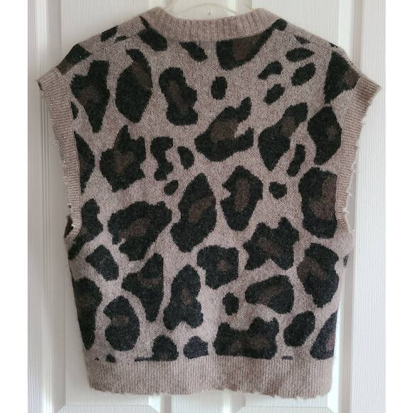 27‎ MILES Aleman Vest in Cheetah Cashmere Silk Blend Distressed 139167 Medium - Picture 3 of 14
